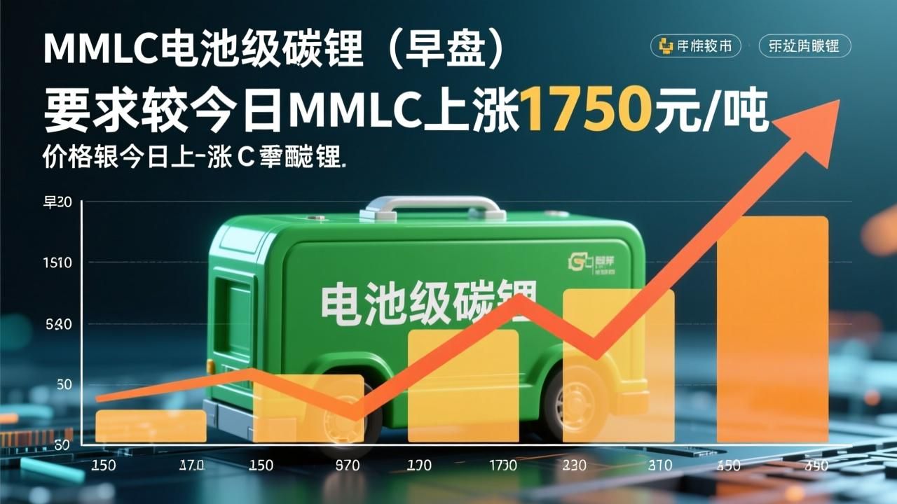 今日MMLC电池级碳酸锂（早盘）价格较昨日上涨1750元/吨